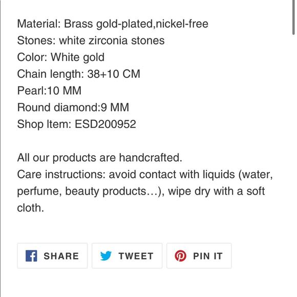 EEKE Pearl Large Round Diamond Necklace in Gold Plate and CZ - Picture 8 of 8